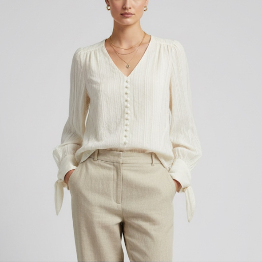 Grey by Jason Wu $150 V neck long sleeve blouse. Size 4.